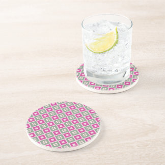 Porta-copos Green and Magenta Boxed Floral Sandstone Coaster