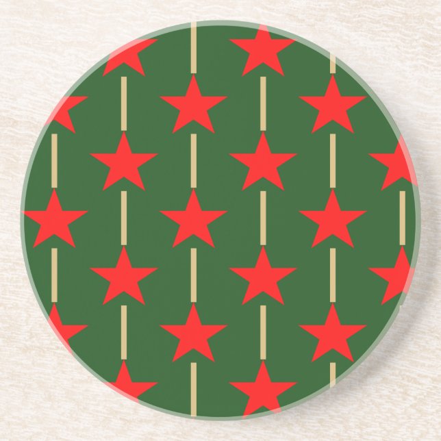 Porta-copos Green And Red Stars (Frente)