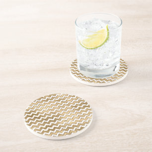 Porta-copos Grelha Dourada de Zigzag Branca