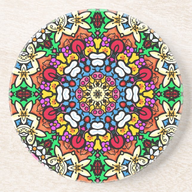 Porta-copos Groovy Funky Flower Power Coaster (Frente)