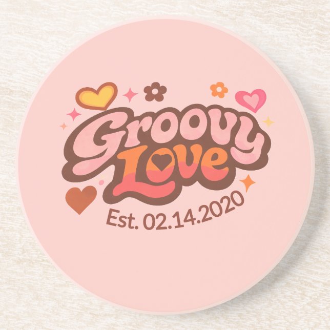 Porta-copos Groovy Love Personalized Valentine’s Gift Retro (Frente)