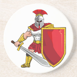 Porta-copos Guerreiro antigo com espada e escudo no capacete