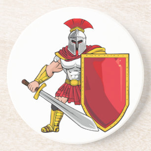 Porta-copos Guerreiro antigo com espada e escudo no capacete