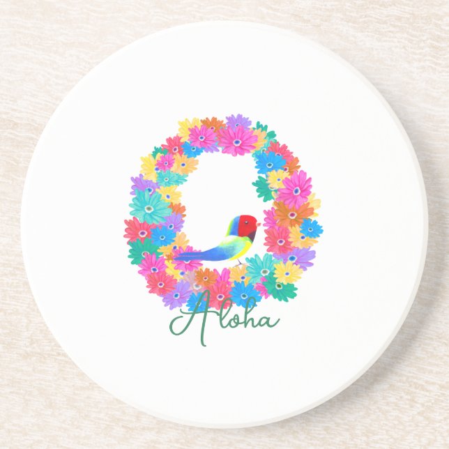 Porta-copos Guirlanda Floral Tropical de Aloha (Frente)