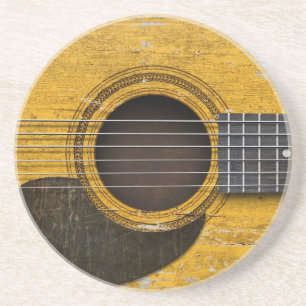 Porta-copos Guitarra acústica velha envelhecida e vestida com