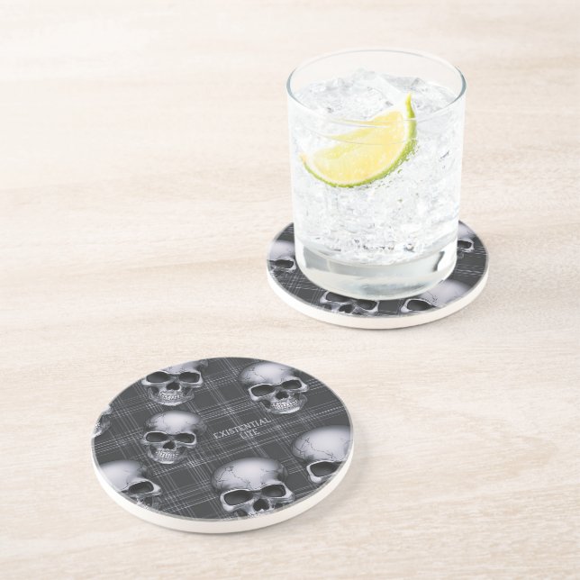 Porta-copos Habilidades LITE EXISTENCIAIS No Tartan B/W Round (Lateral)