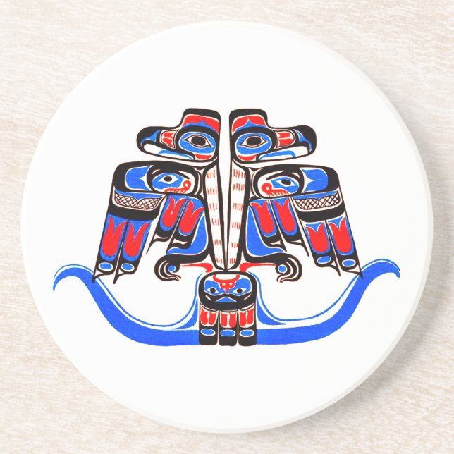 Porta-copos Haida Tribal Double Thunderbird Nativo Americano (Frente)