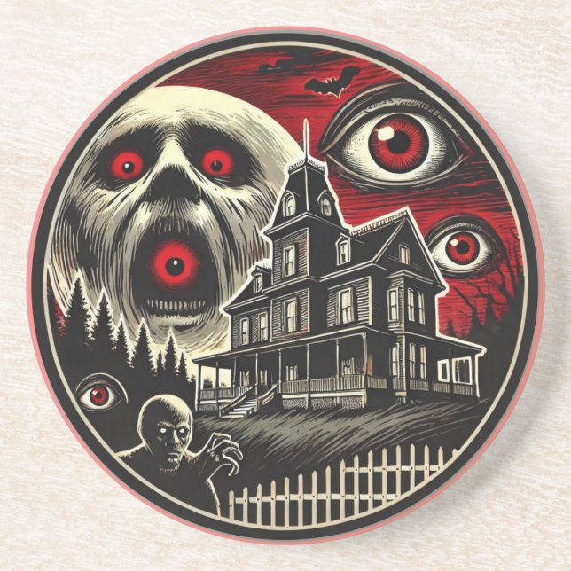 Porta-copos Halloween da casa assombrada por mau Eyes (Frente)