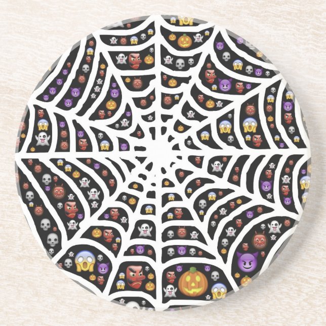 Porta-copos Halloween Ghouls & Goblins em uma teia de aranha (Frente)
