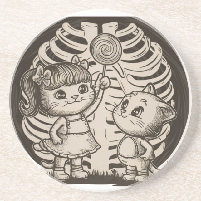 Porta-copos Halloween Kittens Playtime: Compartilhando Tratame (Frente)