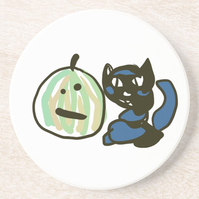 Porta-copos Happy Green Jack o Lantern Black Cat  (Frente)