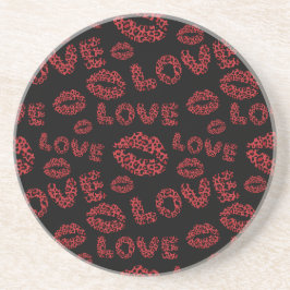 Porta-copos Happy Valentine's Day Love Elegant Red &Black