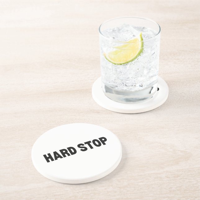 Porta-copos Hard Stop | Premium Sandstone Coaster (Lateral)