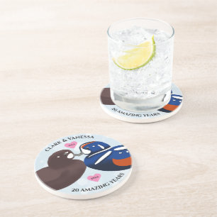 Porta-copos Harlequin Ducks Aves Aniversário A Qualquer Ano