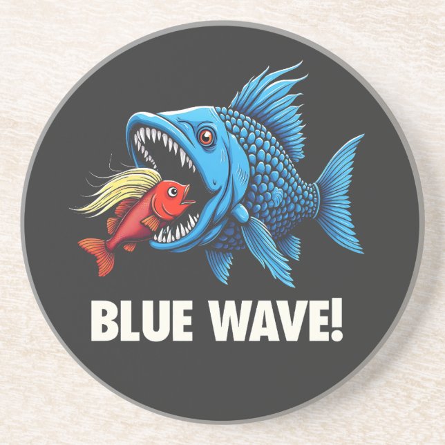Porta-copos Harris Walz Eleito Blue Waves Democrat Fish (Frente)