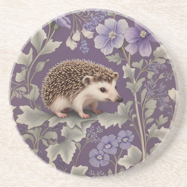 Porta-copos Hedgehog Purple William Morris Inspirou Floral (Frente)