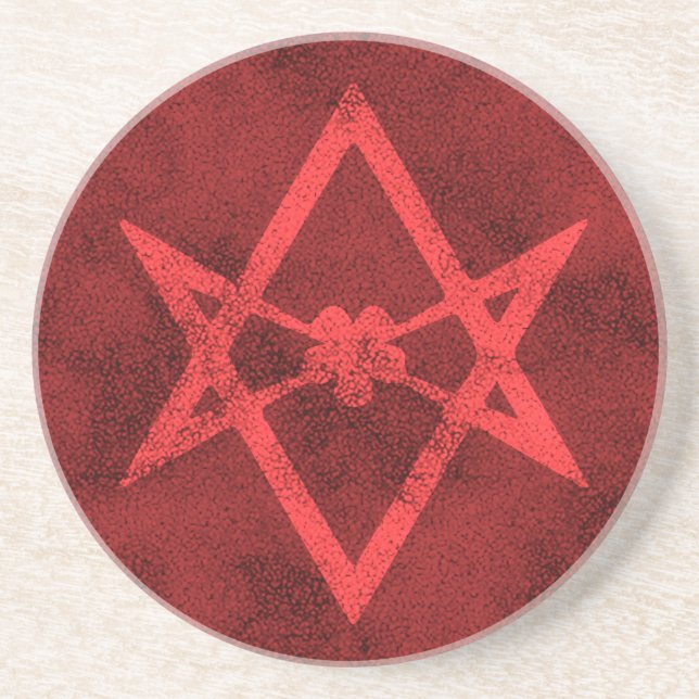 Porta-copos Hexagram Unicursal (vermelho Textured) (Frente)