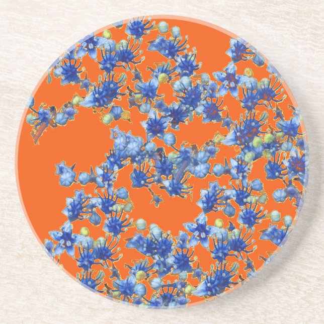 Porta-copos hidrangea laranja e azul (Frente)