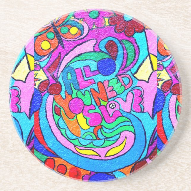 Porta-copos hippie style peace and love coasters (Frente)