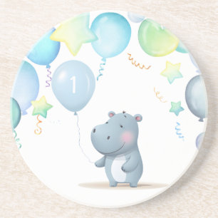 Porta-copos Hippo Birthday - azul-macio