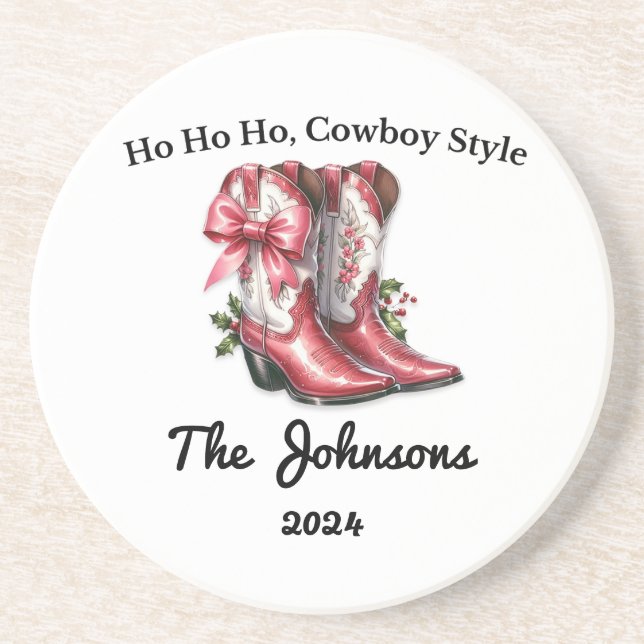 Porta-copos Ho Ho Ho, Estilo de Cowboy (Frente)