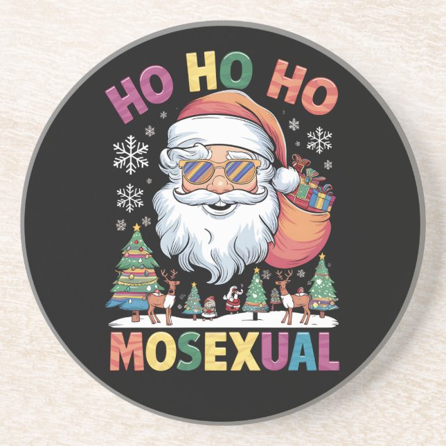 Porta-copos Ho Ho Homossexual Papai noel de Natal (Frente)