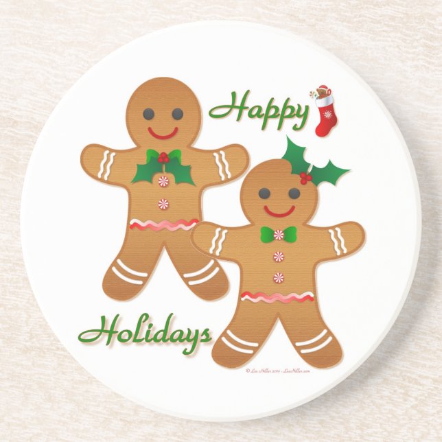 Porta-copos Homem de Biscoito de Natal Feliz Menino Menina (Frente)