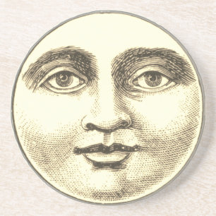 Porta-copos Homem vintage na lua rosto inteiro marrom sépia do