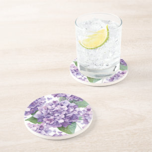 Porta-copos Hortênsia Roxa Aquarela Floral Lavanda Flor