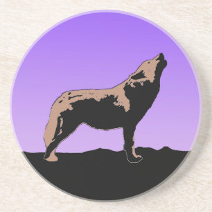 Porta-copos Howling Wolf no Sunset - Arte Original da Vida Sel