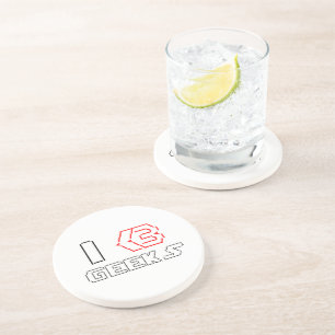 Porta-copos I Heart Geeks ASCII ART