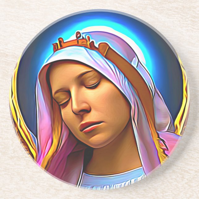 Porta-copos IA Art da Virgem Abençoada Maria (Frente)