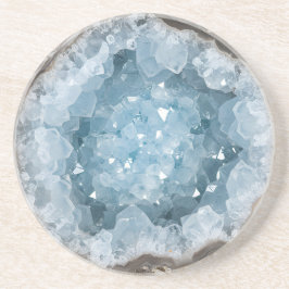 Porta-copos Icy Pale Blue Celestite Crystal Geode Printed 