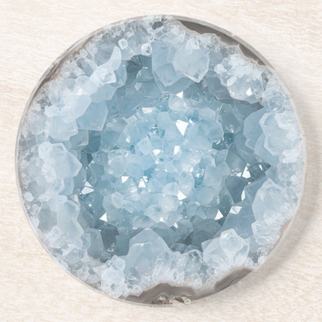 Porta-copos Icy Pale Blue Celestite Crystal Geode Printed  (Frente)