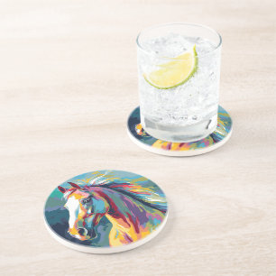 Porta-copos Ilustração da Cabeça de Cavalo das Aquarelas