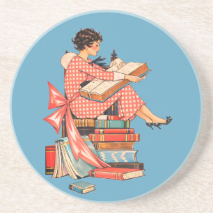 Porta-copos Ilustração de Amante de Livros Antigos Lendo