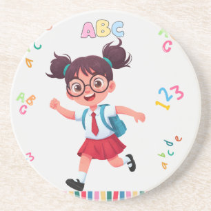 Porta-copos Ilustração de Aprendizado ABC 123 de Menina de Esc