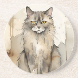 Porta-copos Ilustração de Aquarela de Maine Coon