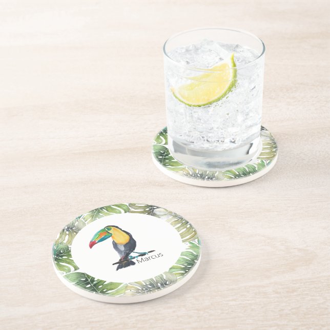 Porta-copos Ilustração de Aquarela Exótica do Toucan (Lateral)