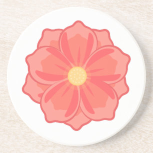 Porta-copos Ilustração de flor cor-de-rosa coral minimalista