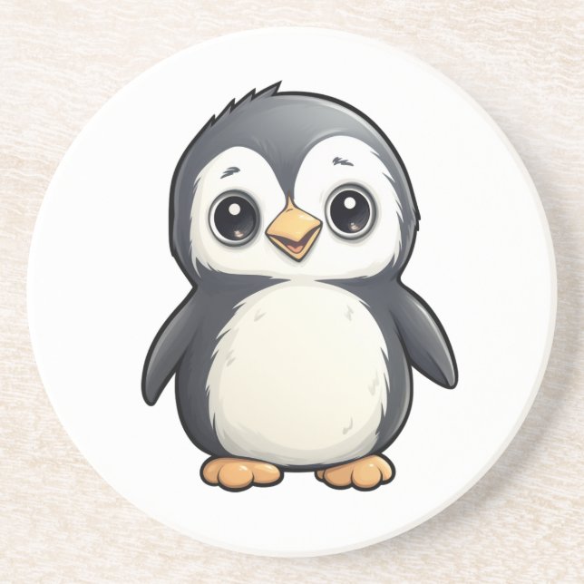 Porta-copos Ilustração de pinguim de desenho animado (Frente)