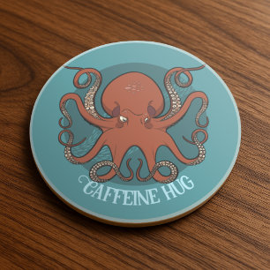 Porta-copos Ilustração de polvo vermelho feroz com design de t