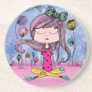 Porta-copos Ilustração de yoga de menina fofa