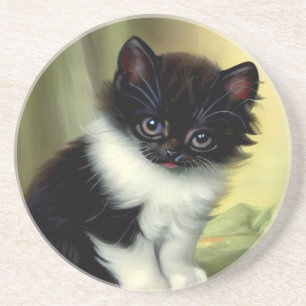 Porta-copos Ilustração Vintage Tuxedo Kitten