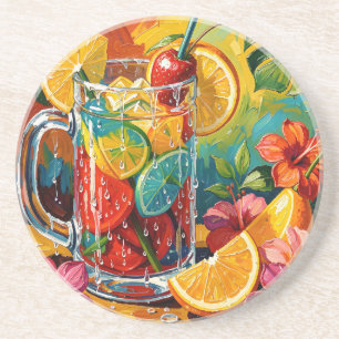 Porta-copos Impasto de pintura a óleo de coquetel de verão tro