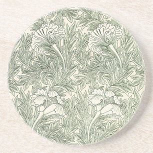 Porta-copos Impressão artística floral Tulipa Verde de William
