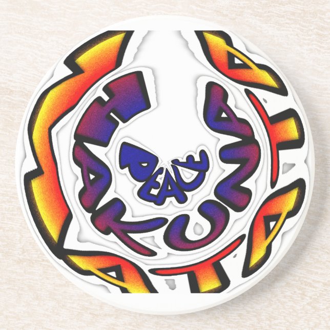 Porta-copos impressão de Arte Circular "Peace Hakuna Matata" (Frente)