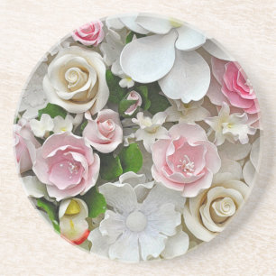 Porta-copos Impressão floral do rosa e o branco