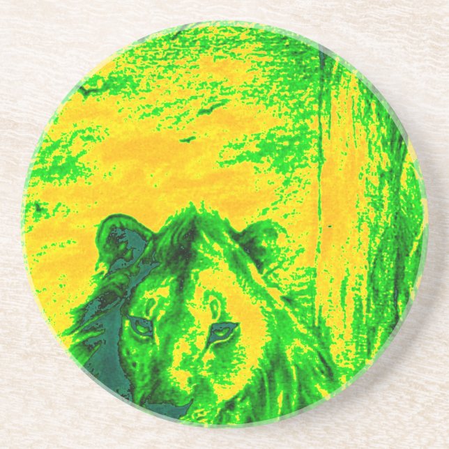 Porta-copos Impressão Fluorescente de Arte Lion de Visão Notur (Frente)