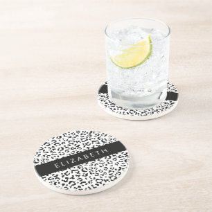 Porta-copos Impressão Leopardo, Manchas, Preto E Branco, Seu N